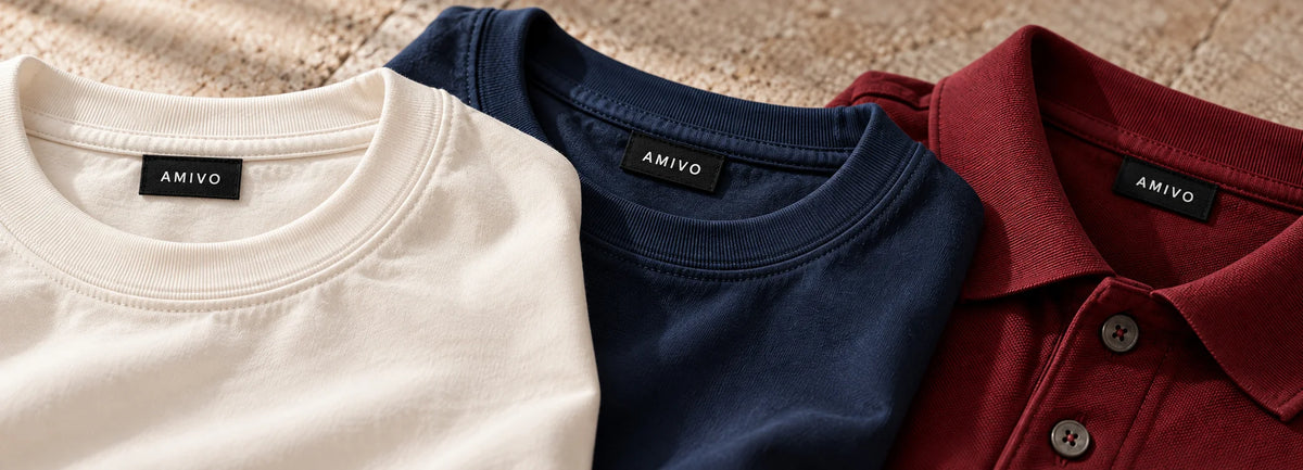 AMIVO collection neck labels and garment details